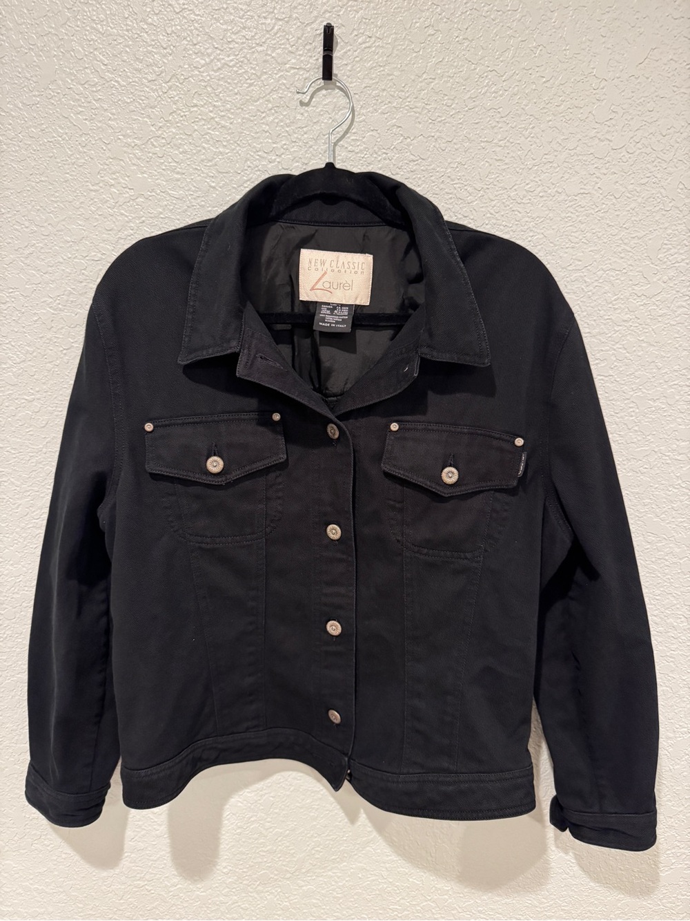 Vintage Laurel Made in Italy Black Denim Jacket – Estimated M